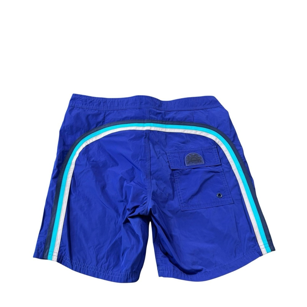 SUNDEK Blue Classic Striped Mesh Lined Polyester Men's Swimtrunk Size 29